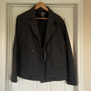 Armani exchange gray short peacoat style jacket